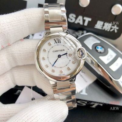 Ballon Bleu Cartier Quartz watch - Copy Stainless Steel White Mop Face 33mm